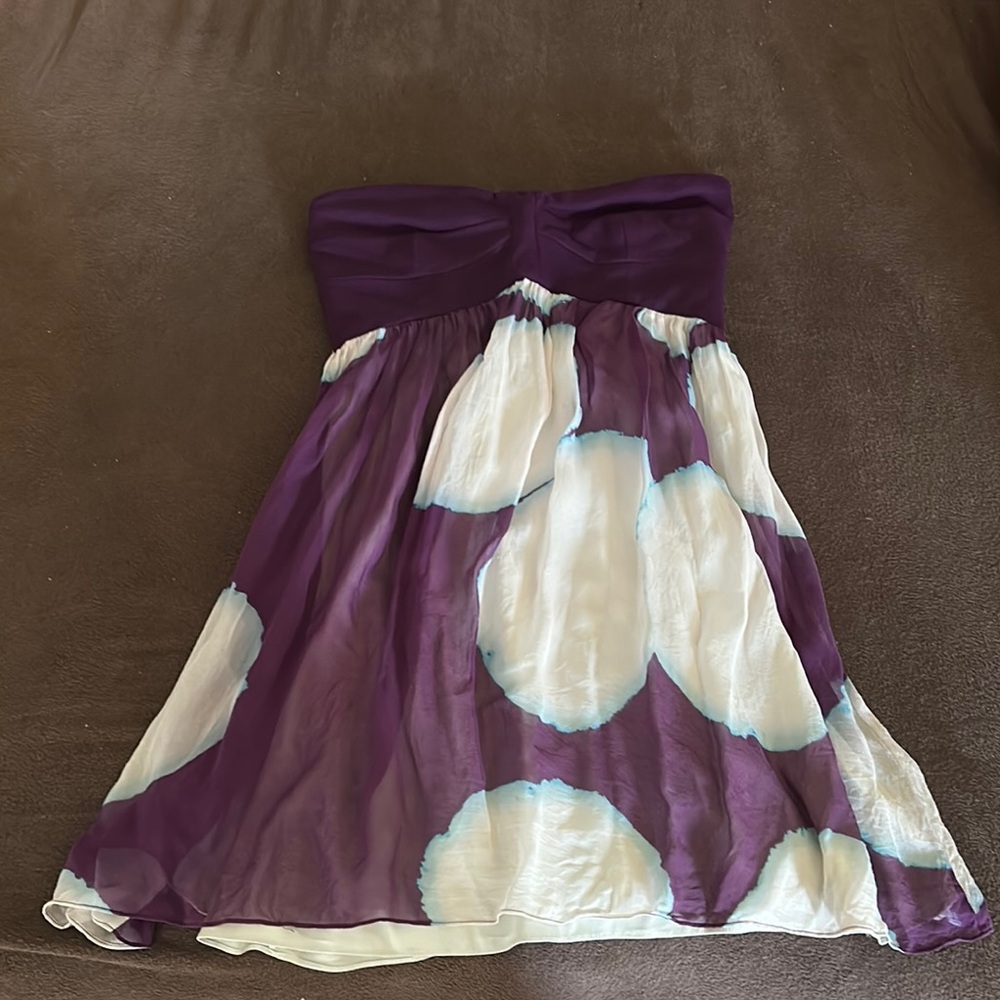 Diane Von Furstenberg Purple and White Strapless Sundress